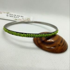 green beaded slim bracelet‎